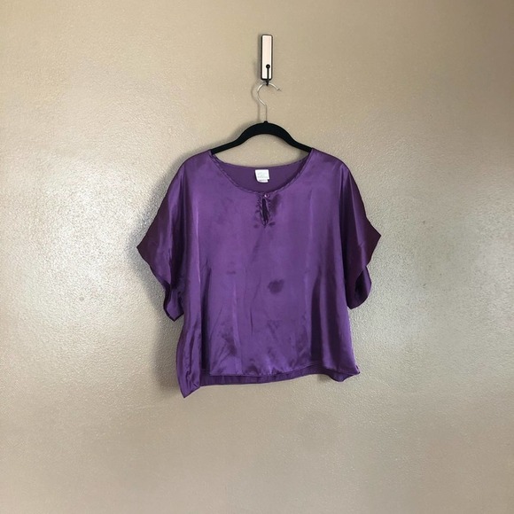 Gilligan & O’Malley Purple Satin Sleep Top Sz L - Picture 1 of 5